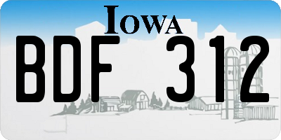 IA license plate BDF312