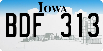 IA license plate BDF313