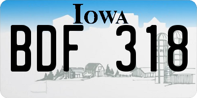 IA license plate BDF318