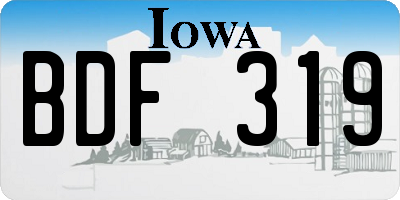 IA license plate BDF319