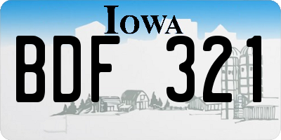 IA license plate BDF321
