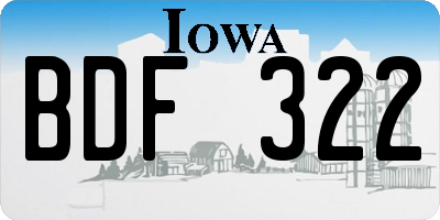 IA license plate BDF322
