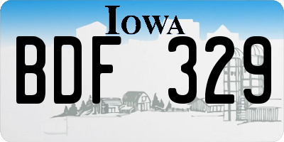 IA license plate BDF329