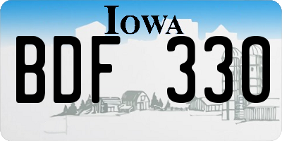 IA license plate BDF330