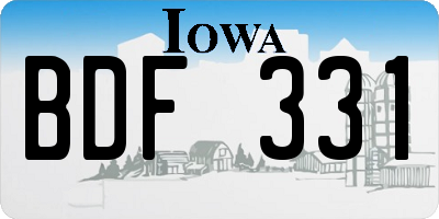 IA license plate BDF331