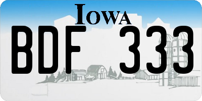 IA license plate BDF333