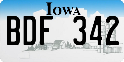 IA license plate BDF342