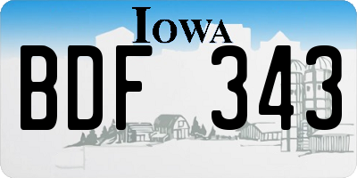 IA license plate BDF343
