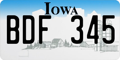 IA license plate BDF345