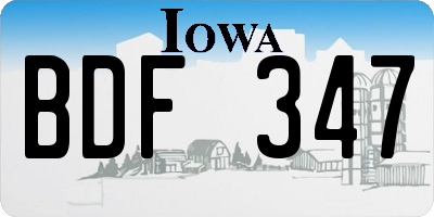 IA license plate BDF347
