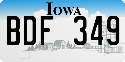 IA license plate BDF349