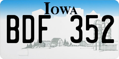 IA license plate BDF352