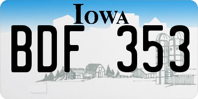 IA license plate BDF353