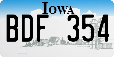 IA license plate BDF354