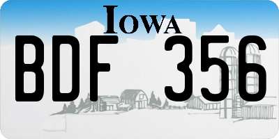 IA license plate BDF356
