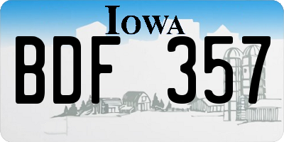 IA license plate BDF357