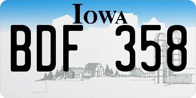 IA license plate BDF358