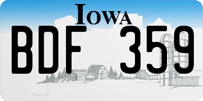 IA license plate BDF359