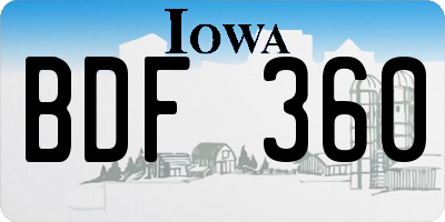IA license plate BDF360