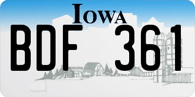 IA license plate BDF361