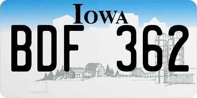 IA license plate BDF362