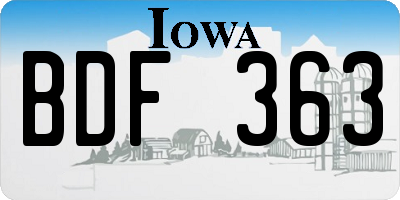 IA license plate BDF363