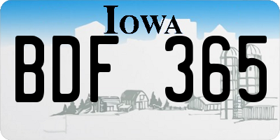 IA license plate BDF365