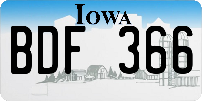 IA license plate BDF366