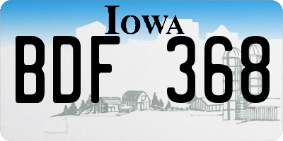 IA license plate BDF368