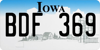 IA license plate BDF369