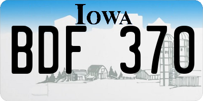IA license plate BDF370