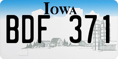 IA license plate BDF371