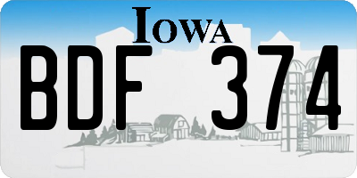 IA license plate BDF374