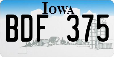 IA license plate BDF375