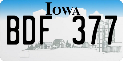 IA license plate BDF377