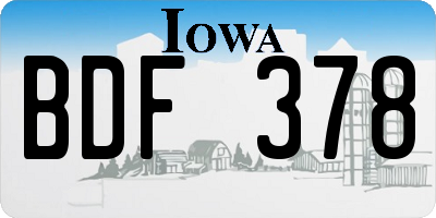 IA license plate BDF378