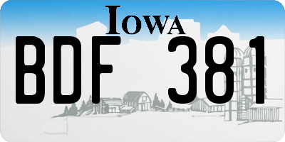 IA license plate BDF381