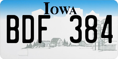 IA license plate BDF384
