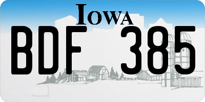 IA license plate BDF385