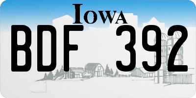 IA license plate BDF392