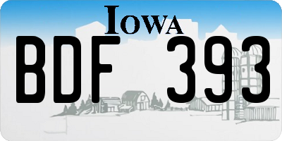 IA license plate BDF393