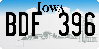 IA license plate BDF396