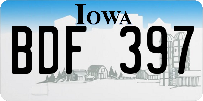 IA license plate BDF397