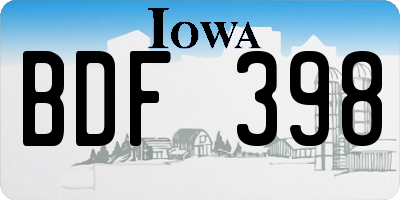IA license plate BDF398