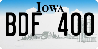 IA license plate BDF400