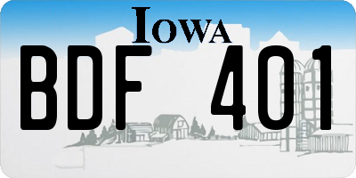 IA license plate BDF401