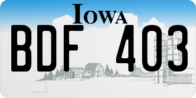 IA license plate BDF403