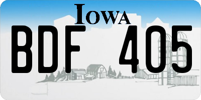 IA license plate BDF405
