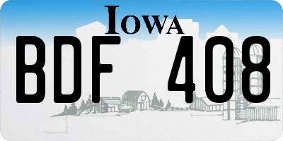 IA license plate BDF408