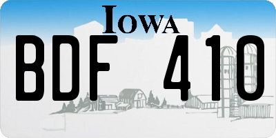 IA license plate BDF410